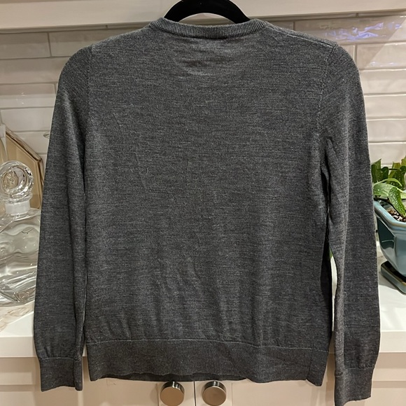 VGUC The Kooples grey knit long sleeve sweater with chain and black trim pocket - Picture 5 of 5